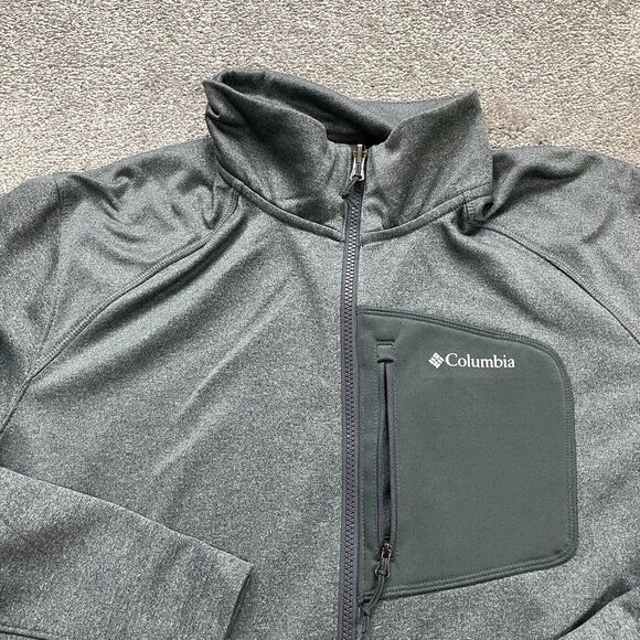 Columbia Active Jacket Men XL Gray Full Zip Pocket Mock Neck Long Sleeve Outdoor - Picture 3 of 10